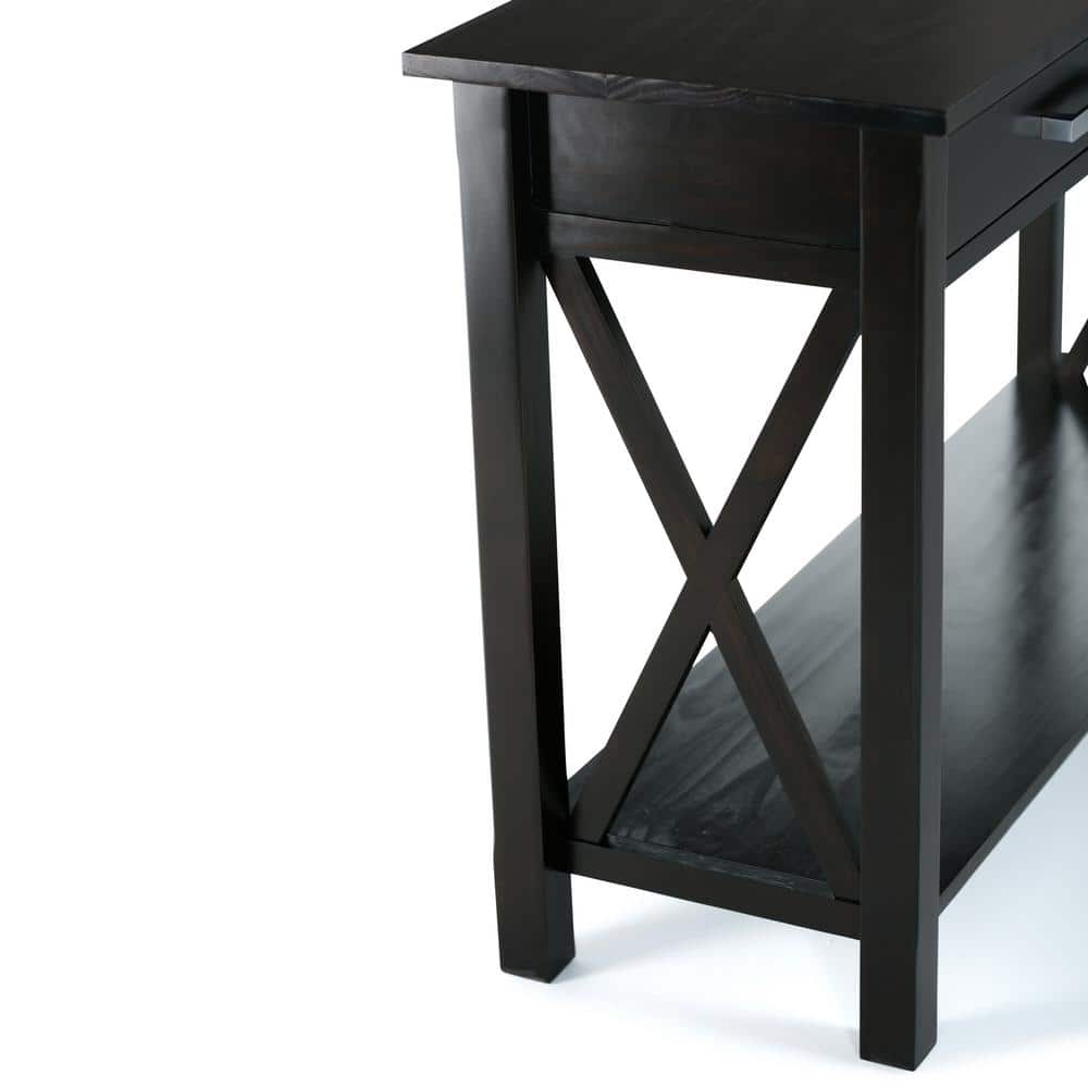 Hickory Brown Solid Wood Console Table with Storage