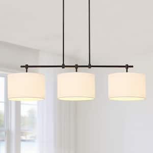 Joss 3-Light Black Kitchen Island Chandelier with White Drum Shades