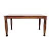 Walnut wood dining table on a plain white background.