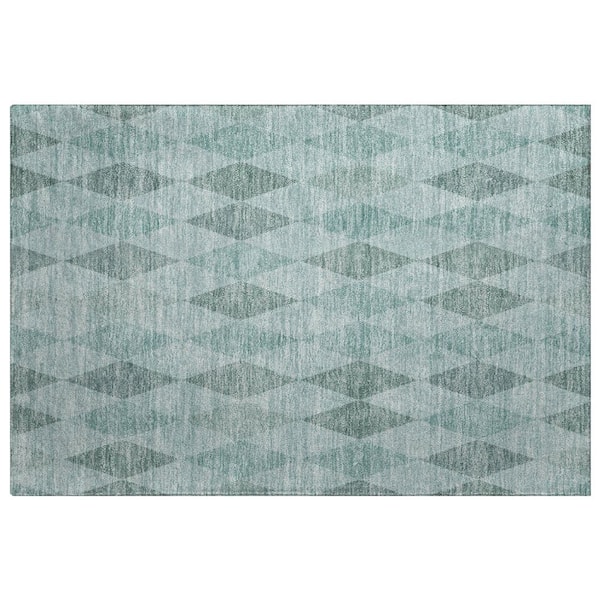 Dream Shag Premium Machine Washable Abstract ADS561 Teal 3 ft. x 4 ft. Area Rug