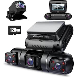 360 Degree View 4 Channel Dash Camera Front, Rear and Inside with GPS WiFi, Night Vision, 24/7 Recording Parking, 128GB