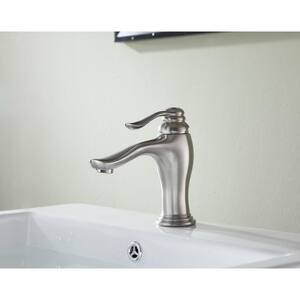 Anfore Single Hole Single-Handle Bathroom Faucet in Brushed Nickel