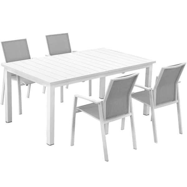Unbranded 7-Piece White Aluminum Outdoor Dining Set