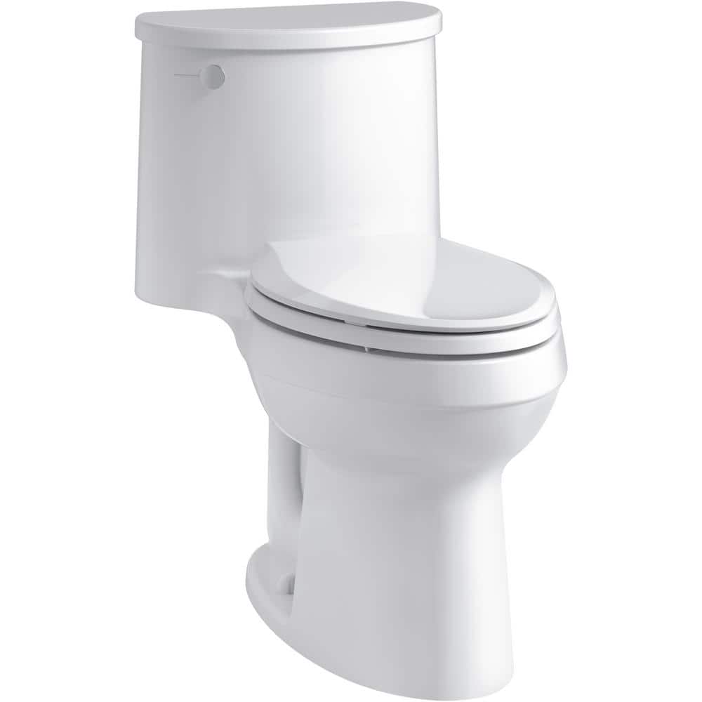 White High Efficiency Elongated One-Piece Toilet with Chrome Lever