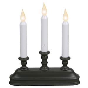 10 in. Dual Color LED Battery Operated Candle with Aged Bronze Colored Candelabra Base