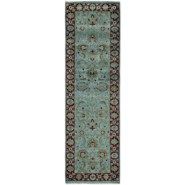 Overdyed Green 2 ft. x 8 ft. Solid Wool Indoor Runner Rug