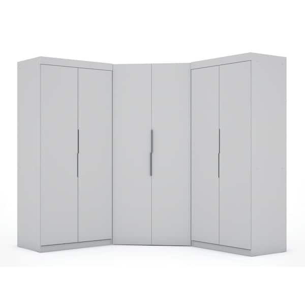 Luxor Ramsey 3.0 White 137.87 in. Sectional Corner Closet Armoire (Set of 3)