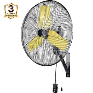 24 in. 3-Speeds Outdoor Wall Mounted Fan in Yellow with IP44 Enclosure Motor, Sealed Control Box, GFCI Plug