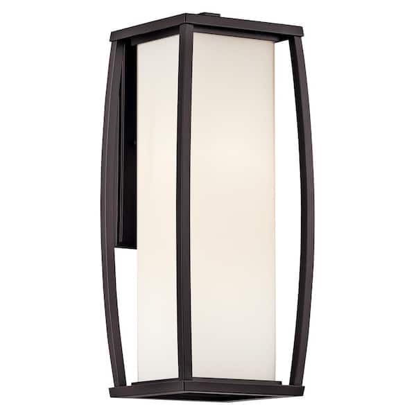 KICHLER Bowen 18 in. 2-Light Architectural Bronze Outdoor Hardwired Wall Lantern Sconce with No Bulbs Included (1-Pack)