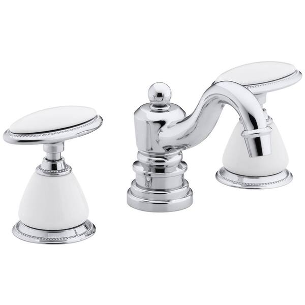 KOHLER Antique 8 in. Widespread 2-Handle Low-Arc Bathroom Faucet in Polished Chrome