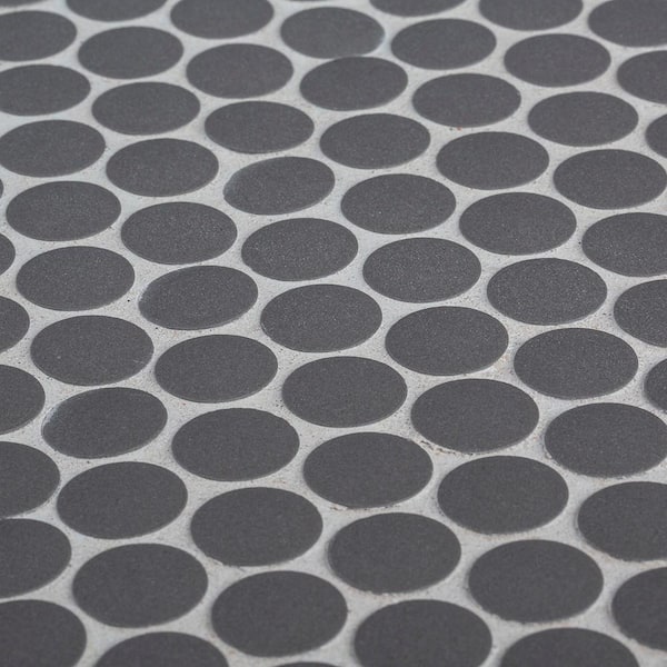 Jeffrey Court Thunderhead Gray 12.25 in. x 11.375 in. x 6 mm Penny Round Matte Porcelain Wall and Floor Mosaic Tile
