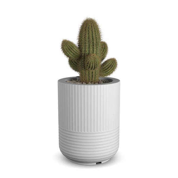 Mayne Arden 18 in. Tall Self-Watering White Polyethylene Planter