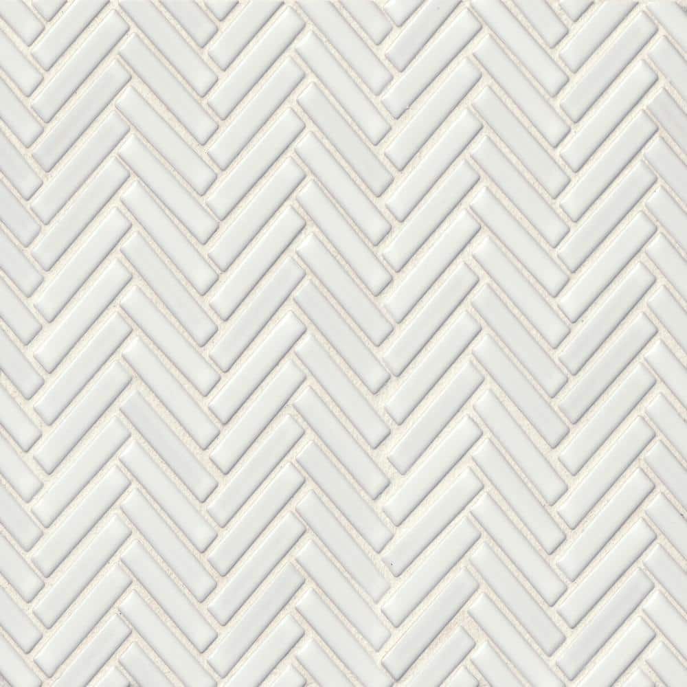90 Herringbone 1/2 in. x 2 in. Glossy White Porcelain Mosaic Tile (9.43 sq. ft./Case) price history on PriceWatchPro