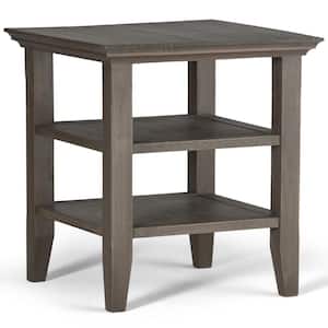 Acadian Solid Wood 19 in. Wide Square Transitional End Table in Farmhouse Grey
