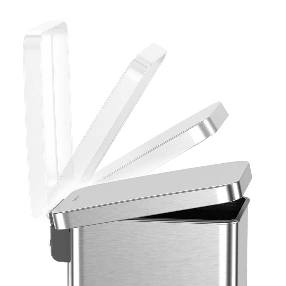 50L Fingerprint Resistant Stainless Steel Slim Step-On Trash Can