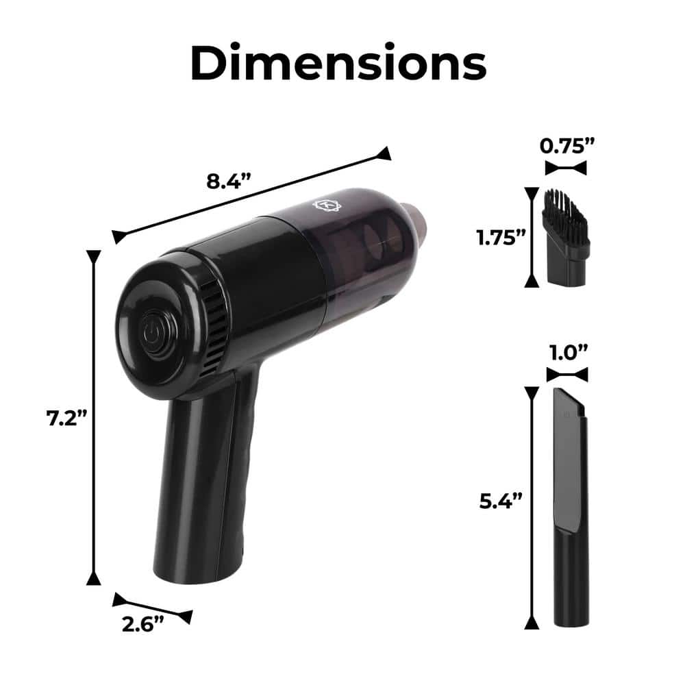 Portable Cordless Black Handheld Car Vacuum with Washable Filter
