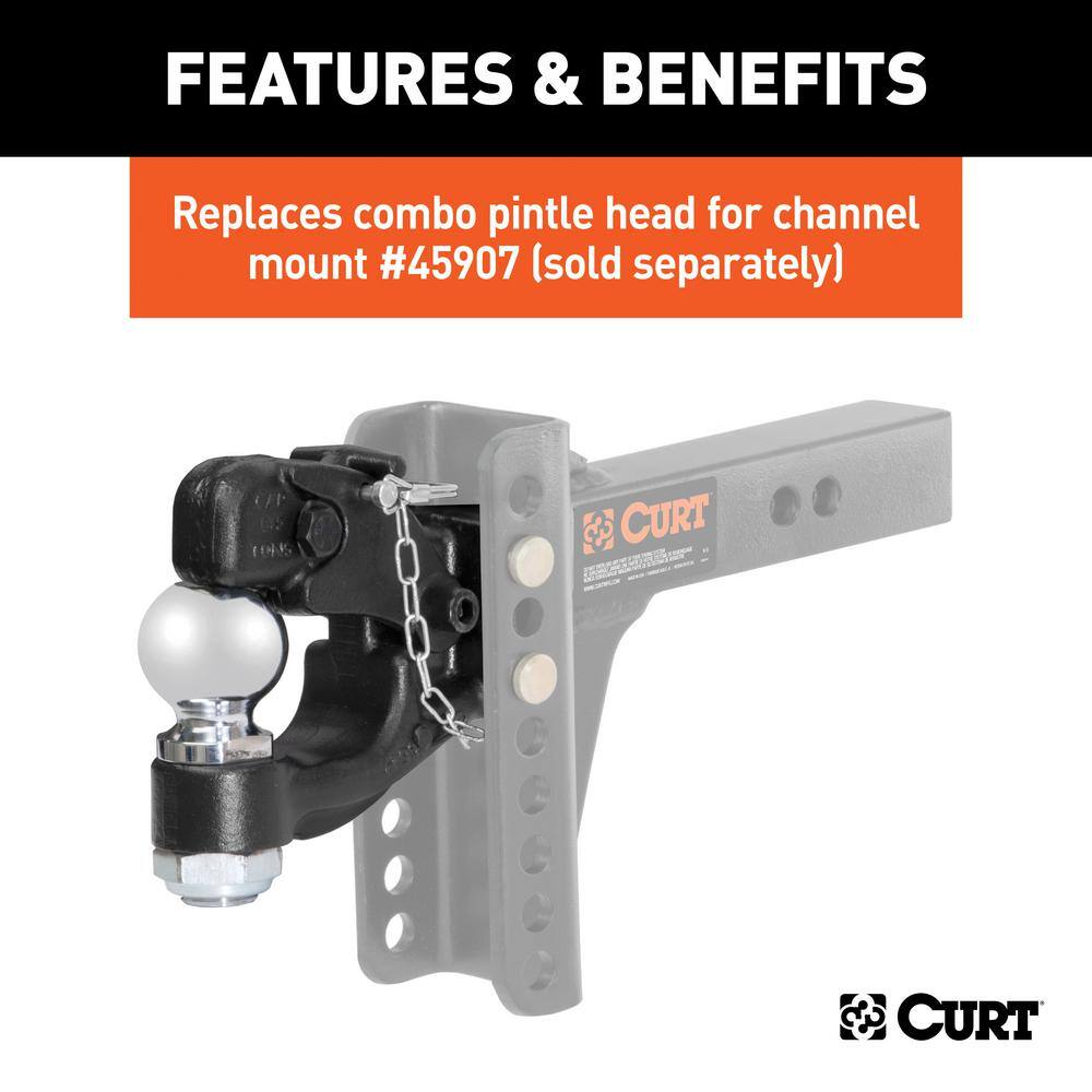 Black Steel Channel Mount Pintle Attachment with 2-5/16-Inch Ball