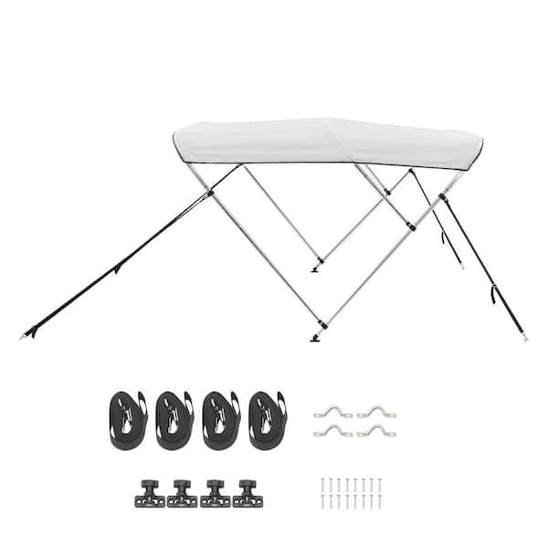 Bow Boat Bimini Top, Durable 600D Polyester Cover with Aluminum Frame, Water-Resistant Sunshade Canopy with Storage Bag