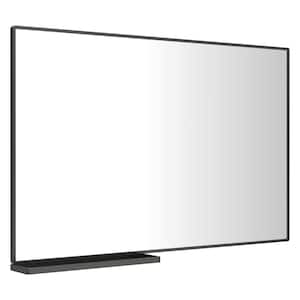 47.2 in. W x 30 in. H Large Rectangular Aluminium Framed Wall Bathroom Vanity Mirror in Black with Storage Shelf