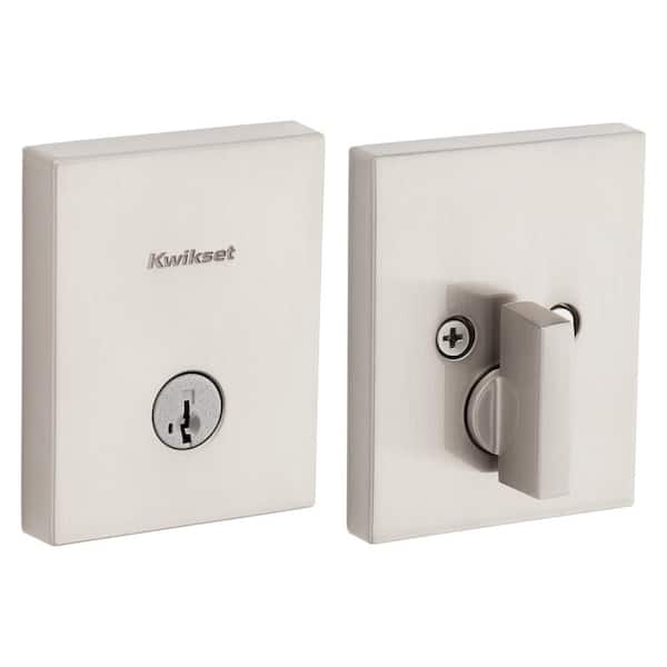 Kwikset San Clemente Satin Nickel Single Cylinder Rectangle Deadbolt Featuring SmartKey Security