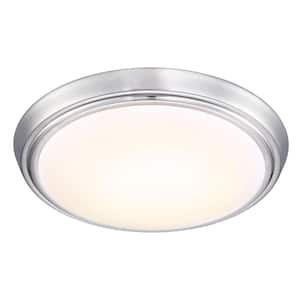 12.99 in. 1-Light Brushed Nickel Dimmable Selectable LED Ceiling Flush Mount (1-Pack)