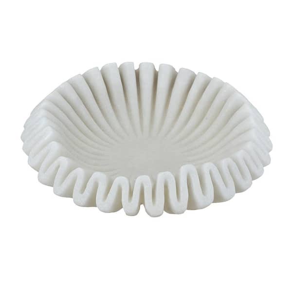 13.4 in. W x 3.7 in. H Round White Plastic Decorative Bowl with