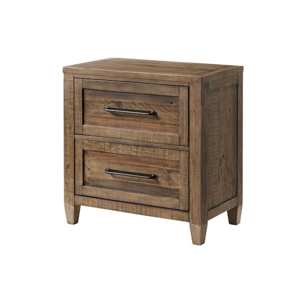 Martin Svensson Home Napa 2-Drawer Reclaimed Natural Solid Wood Nightstand with Fingerprint Lock (30 in. H x 29 in. W x 17 in. D)