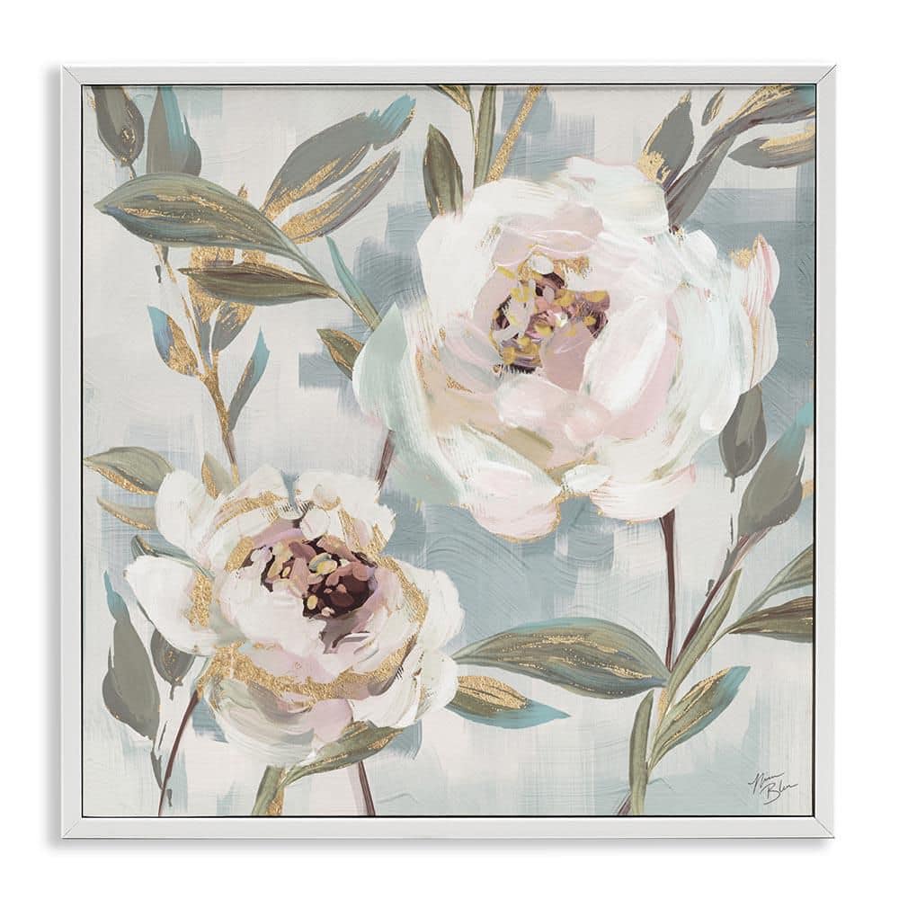 White Peony Duo by Nina Blue White Framed Nature Giclee Art Print 12 in. x 12 in. price history on PriceWatchPro