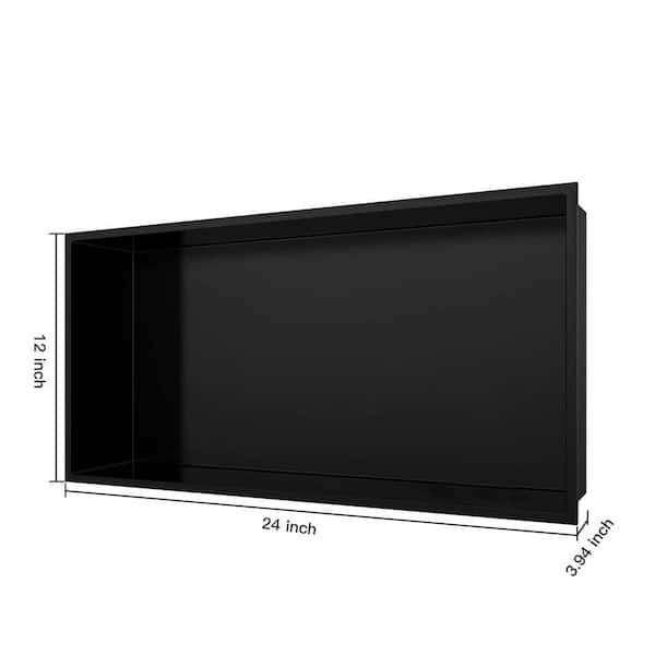 24 in. W x 24 in. H x 4 in. D Stainless Steel Shower Niche in Matte Black