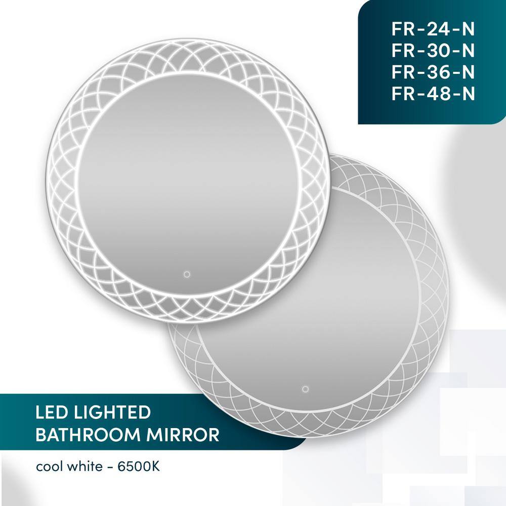 30" Round Silver LED Lighted Bathroom Mirror
