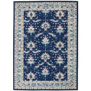 Tranquil Navy/Ivory 5 ft. x 7 ft. Persian Vintage Area Rug