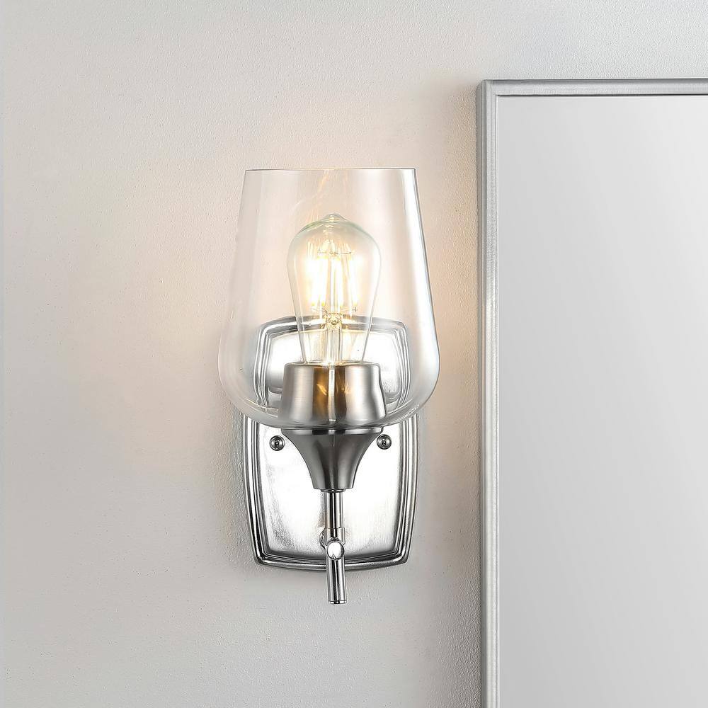 Valda 11" Nickel and Glass Contemporary Wall Sconce