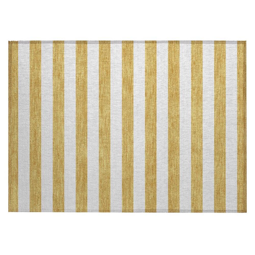 Gold 2 ft. x 3 ft. Woven Striped Polyester Rectangle Indoor/Outdoor Area Rug price history on PriceWatchPro