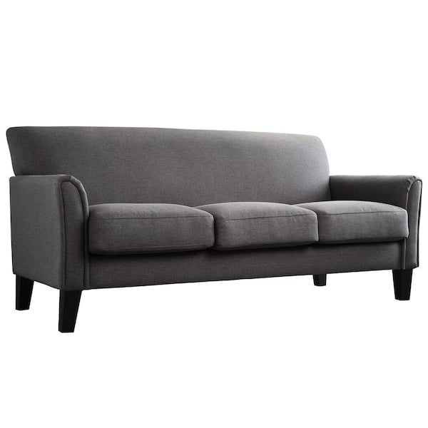 HomeSullivan Durham 76.5 in. Charcoal Linen 4-Seater Lawson Sofa with Square Arms