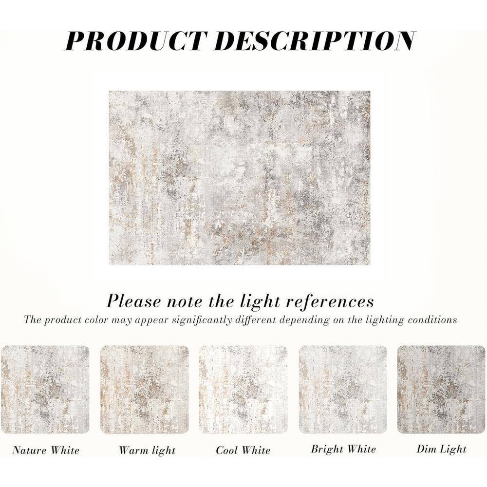 Frost 9 ft. x 12 ft. Gray/Golden Modern Abstract Area Rug - thumbnail 8