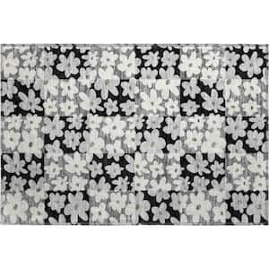 Mayfield Premium Machine Washable Abstract AMF2476 Black 2 ft. x 3 ft. Accent Rug