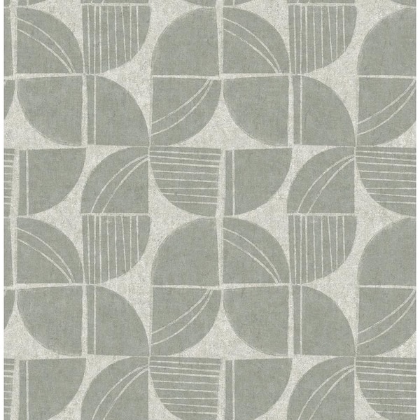A-Street Prints Baxter Sea Green Blue Semicircle Mosaic Wallpaper Sample