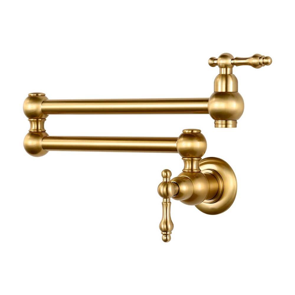 Wall Mounted Pot Filler with 2-Handles Double Joint Swing Arm in Brushed Gold price history on PriceWatchPro