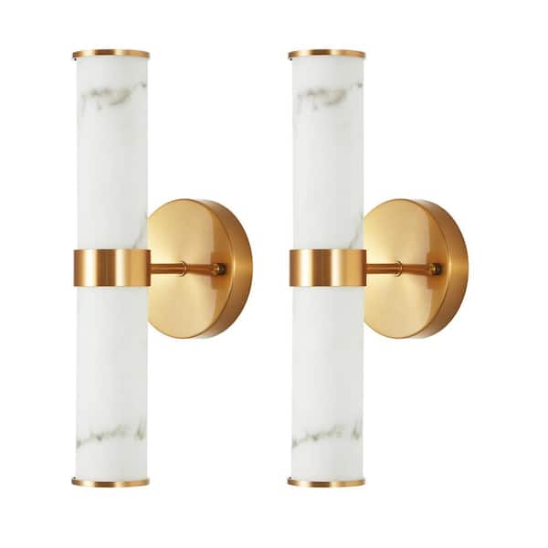 VEVETTA Elegant LED Resin Wall Sconce, Modern Vertical Light Fixture for Bathrooms, Hallways, and Bedrooms in Gold