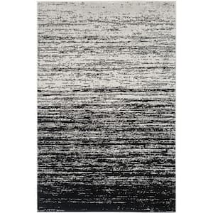 Adirondack Silver/Black 4 ft. x 6 ft. Solid Striped Area Rug