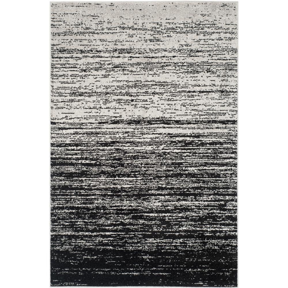 SAFAVIEH Adirondack Silver/Black 6 ft. x 9 ft. Solid Striped Area Rug ...