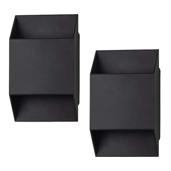 C Cattleya 8 in. H 2-Light Matte Black LED Outdoor Hardwired Wall