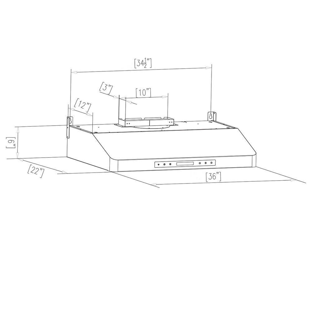 36-Inch Stainless Steel Under Cabinet Range Hood with LED Lights
