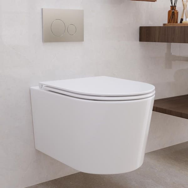 2-Piece 1.1/1.6 GPF Dual Flush Elongated Wall Hung Toilet with Concealed In-Wall Toilet Tank in White (Seat Included)