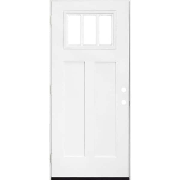 Legacy 36 in. x 80 in. RHOS 1/4 Toplite 3L SDL Clear Glass Primed Unfinished Fiberglass Prehung Front Door w/QS_4"Jamb