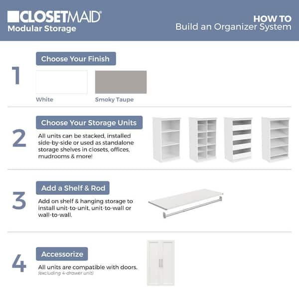 ClosetMaid 4567 Modular Closet Storage Shelf and Hang Rod Kit White