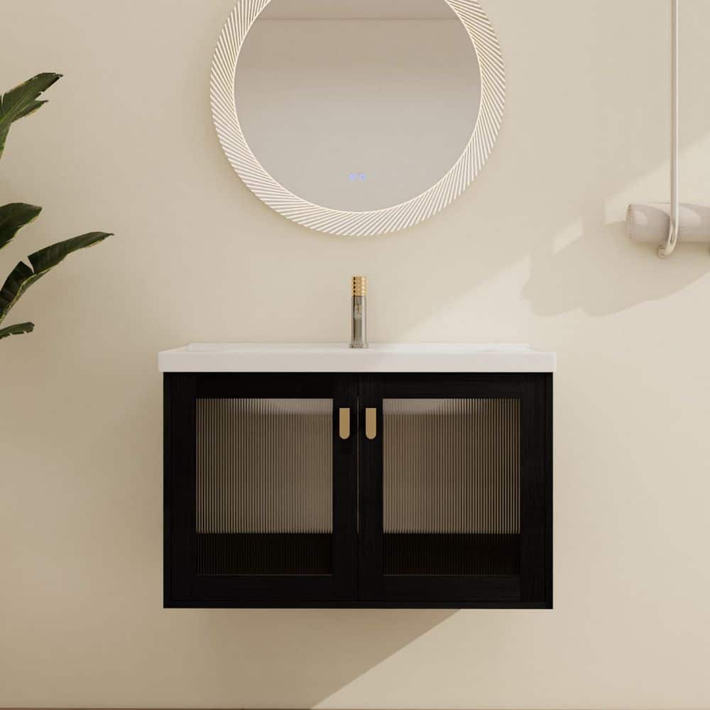 31.9 in. W x 18.7 in. D x 20.7 in. H Single Sink Wall-Mounted Bath Vanity i