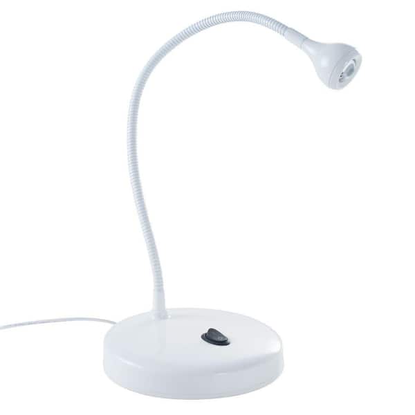 Lavish Home 17.5 in. White LED Goose Neck Desk Lamp