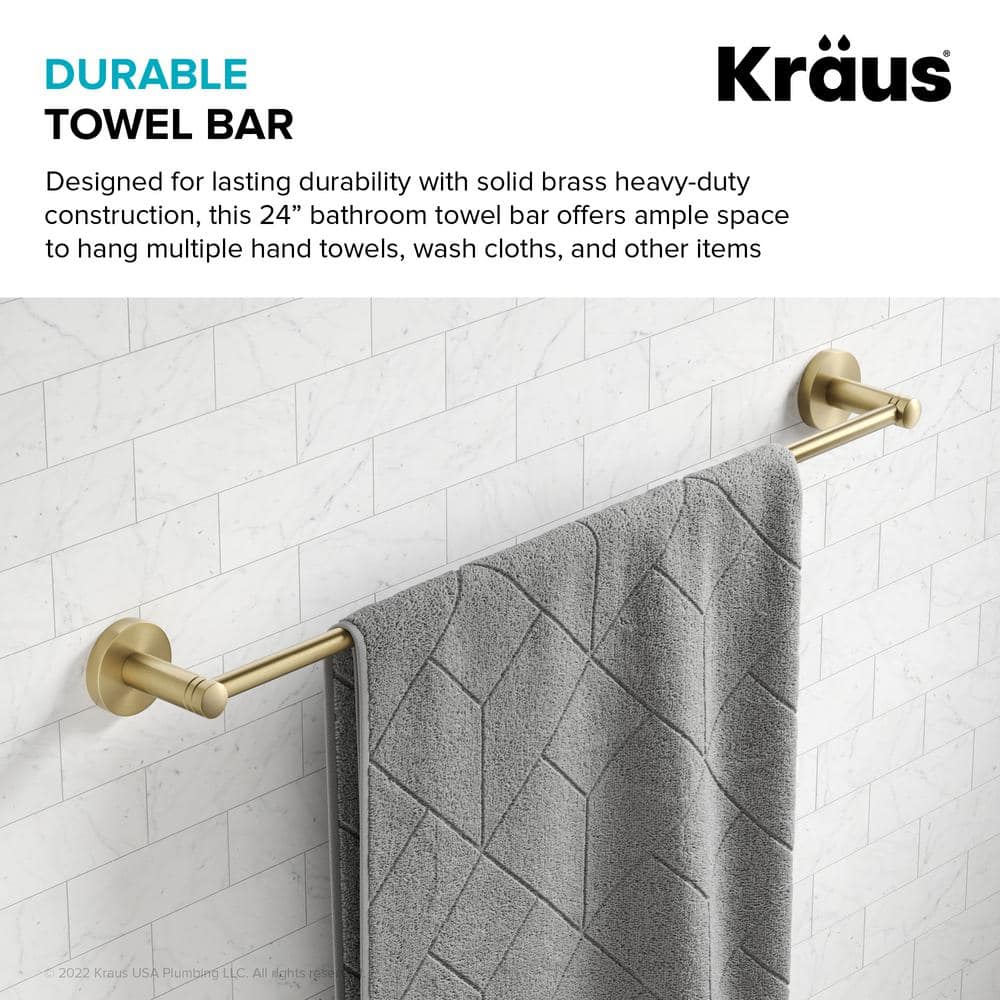 Elie 24-Inch Brushed Gold Wall Mounted Towel Bar