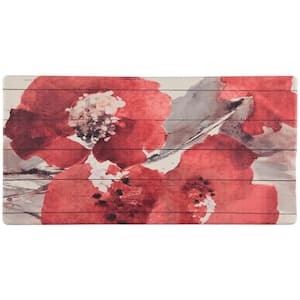 Red Floral 20 in. x 39 in. Anti-Fatigue Kitchen Mat
